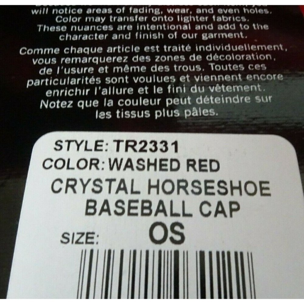 New True Religion Red Baseball Cap Hat Crystal Horseshoe Logo Bling Minimalist - Picture 12 of 12
